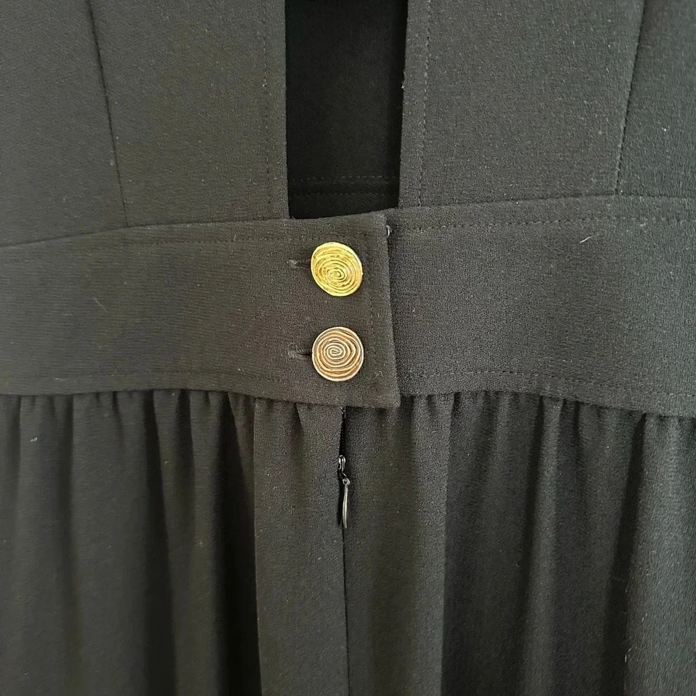 Vintage Liz Claiborne Dress Size 6 Black Knee Length Short Sleeve Cut Out - Picture 6 of 10